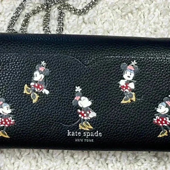 KATE SPADE DISNEY PARKS MINNIE MOUSE LEATHER WALLET CROSSBODY BAG NWT - Picture 7 of 13